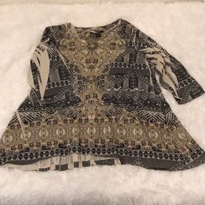 STYLE & CO. WOMAN, 2X MULTI COLORED 3/4 SLEEVE TOP